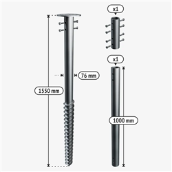 Galvanised steel ground screw 76x2550 mm M2550/195/76/M18
