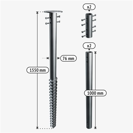 Galvanised steel ground screw M3550/195/76/M18