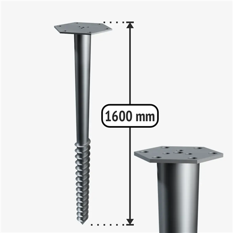 Ground screw foundation M1600 | 76x1600 mm