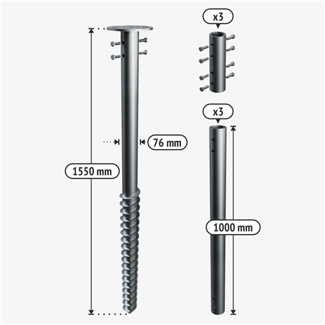Galvanised ground screw pile M4550/195/76/M18