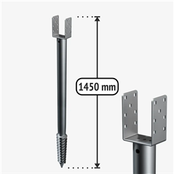 U-type Galvanised ground screw 1450 mm U1450/121/68/M12